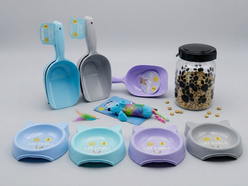 Pack cat bowl plastic cute - 2,